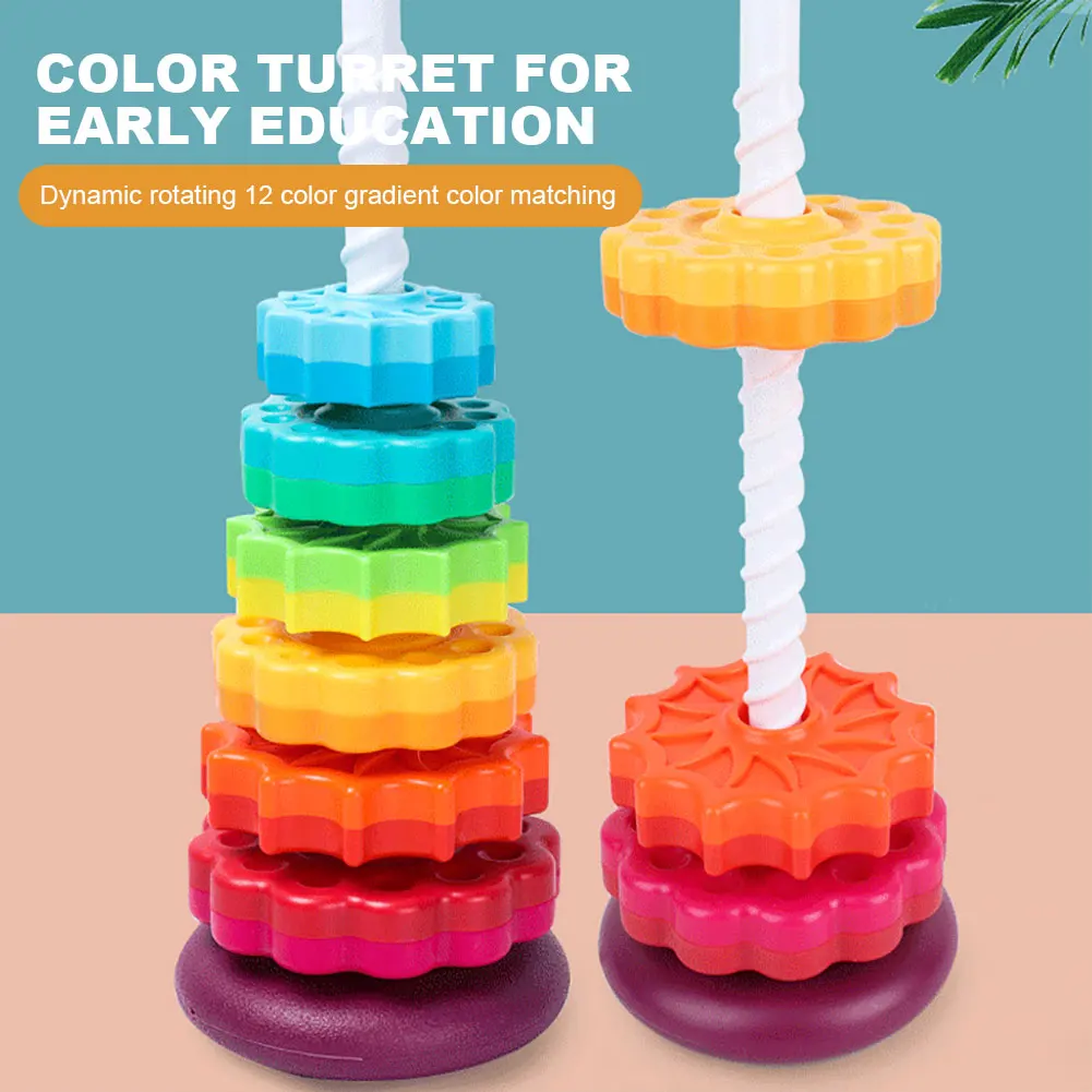 Gears Stacking Rings Toy Eco-Friendly Early Education Toys Smooth Spining Tower Building Blocks Safe for Preschool Gift