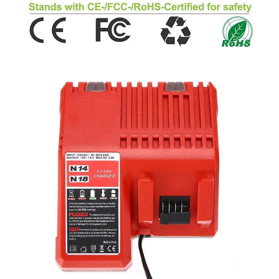 

Многонапряжение литий-ионное зарядное устройство для Milwaukee 48-59-1812 18V & 12V топливный датчик XC батарея