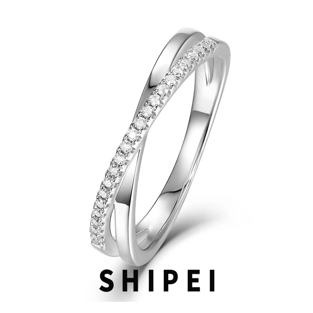 

SHIPEI D Moissanite Diamond Women Ring Jewelry Wedding Band 100% 925 Sterling Silver Couple Sparkling Anniversary Gift Wholesale