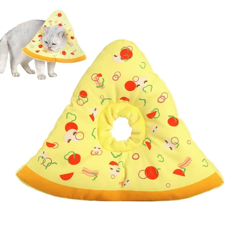 

Pet dog Elizabethan Collar 1pcs Cute Adjustable Pizza Shaped Cone Collar Soft Comfortable Pet cat Neck Cone Recovery Collar