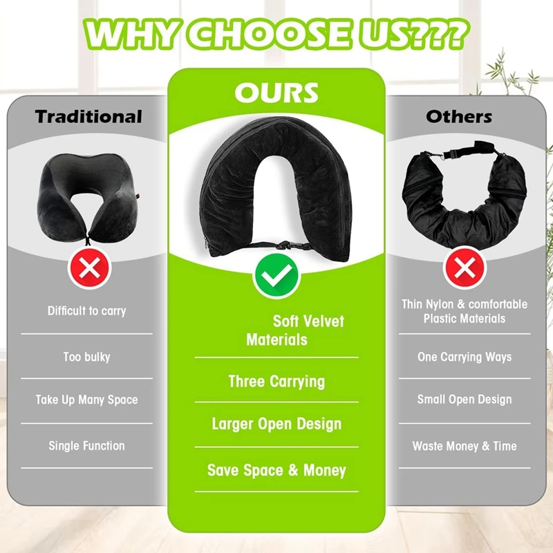 Travel Neck Pillow Stuffable With Clothes,Stuffable Neck Pillow For Traveling,Fillable Neck Pillow Extra Storage 3