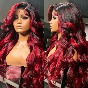 Highlight 99J Burgundy Body Wave Human Hair Wig 13x4 HD Lace Front Wigs Human Hair 180 Density Human Hair Glueless Wig for Women 1