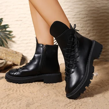 الشتاء جولة تو سميكة وحيد المضادة للانزلاق مريحة أحذية عمل غير رسمية نمط جديد أنيق/مثير أحذية ركوب الخيل للنساء 5