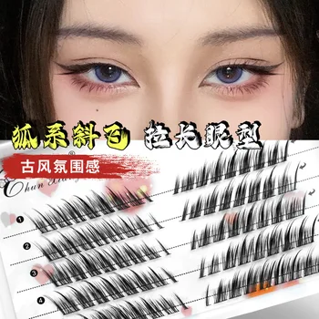 믹스 3D 푹신한 단일 클러스터 속눈썹 연장 세그먼트, 천연 밍크 여우 눈 효과 메이크업 속눈썹, 개별 인조 속눈썹