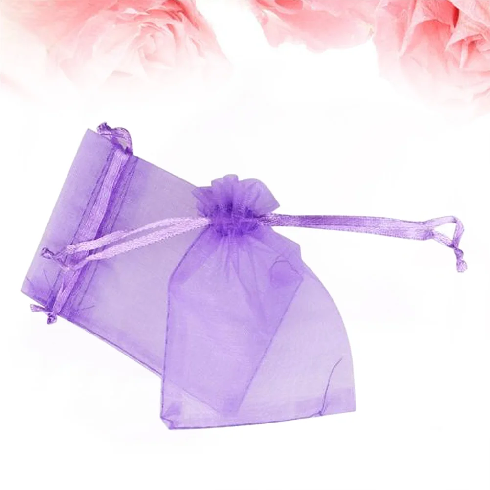 100 Pcs Clear Goody Bags Candy Small Gift Beam Port 7X9cm Wedding Favor Lavender Drawstring