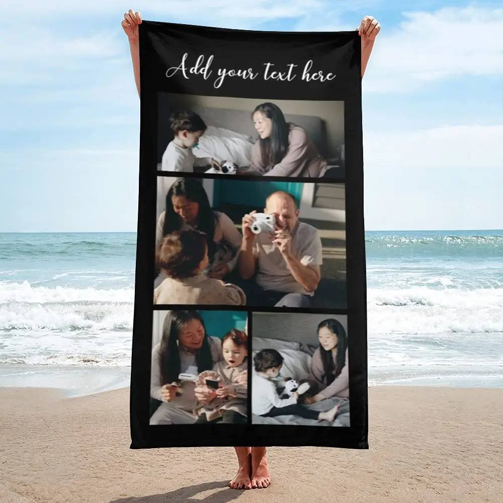 Personalised Beach Towel With Photo Collage Custom Bath Towel_voghion.com