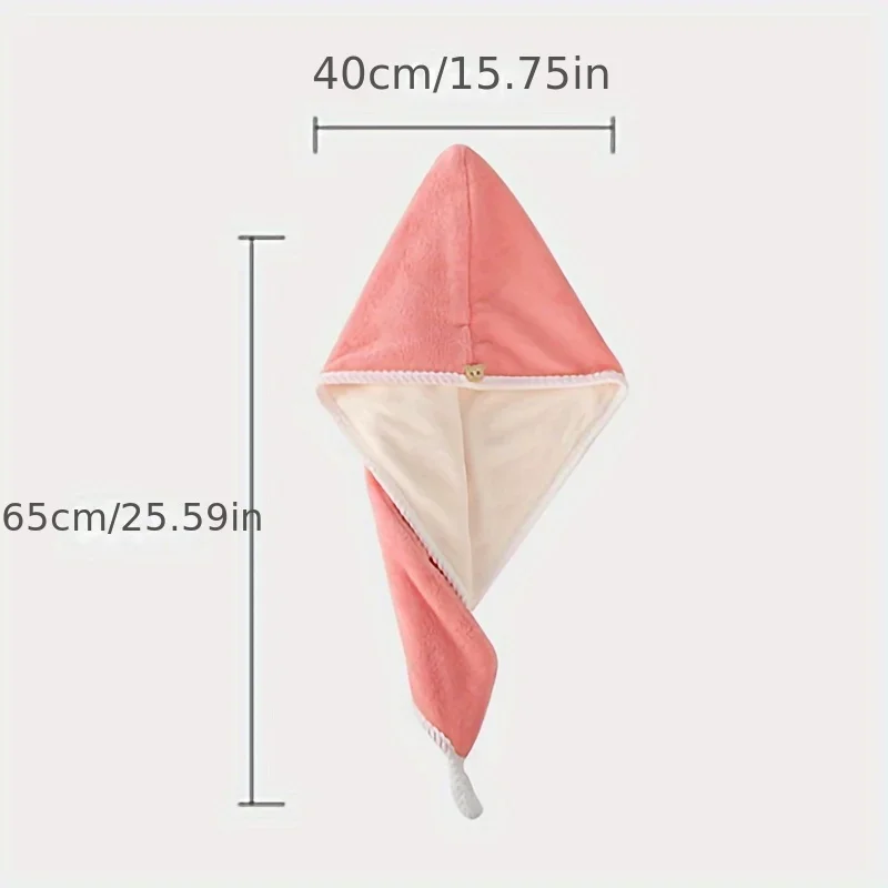 Double-layer Thickened Hair Drying Cap - Super Absorbent Hair Quick-drying Towel Soft Shower Cap Bathing Tool Head Care Tool