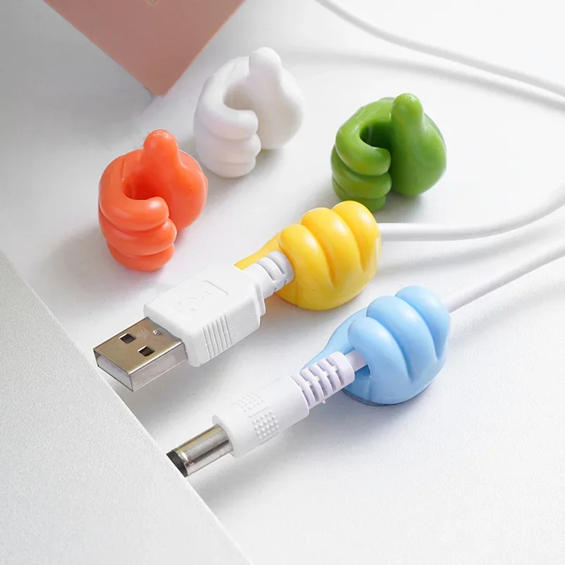 Cable Protector USB Organizer Desk Set Thumb Hook Cable Clip Adhesive Silicone Organizer Cables Support 10pcs
