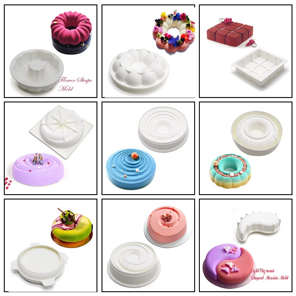 Round Corrugated Big Flower Mousse Cake Mold Taiji Design Silicone Mold for DIY Chocola... - SKU RCMM1913 - UGI Packaging
