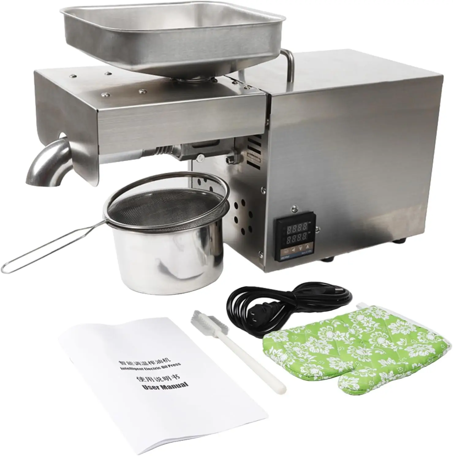 610W Oil Press Machine Automatic Commercial Oil Presser Cold Hot Press,Stainless Steel Kitchen Oil Press Machine With digital sc 2