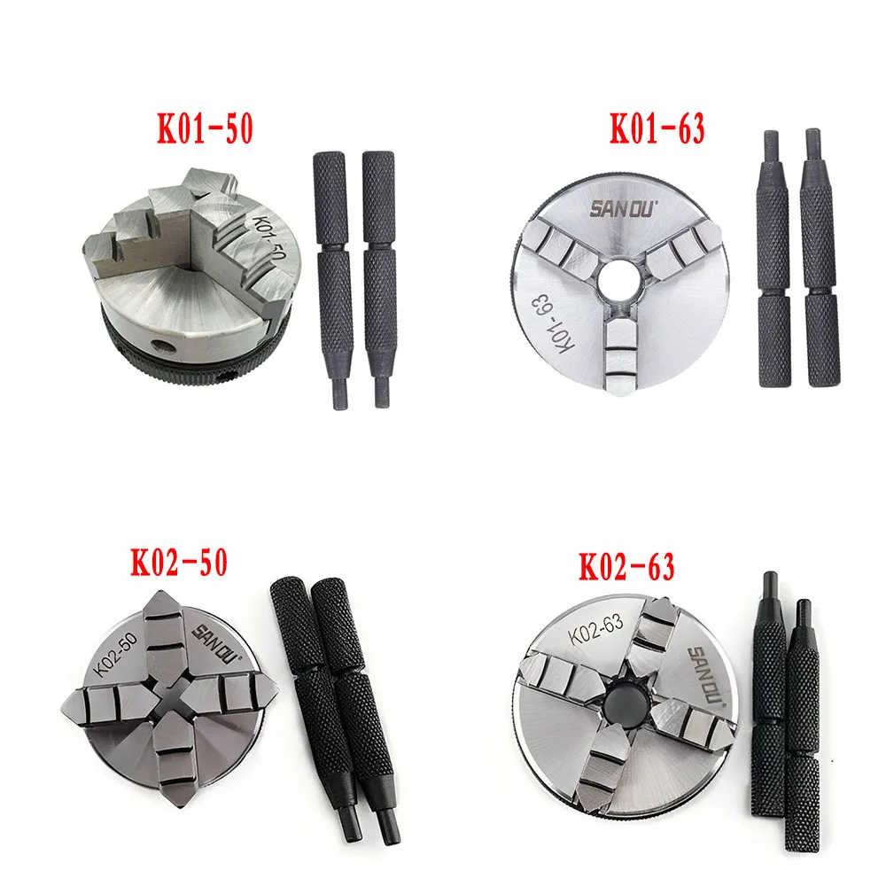 Sanou 선반 척 3/4 턱 셀프 센터링 K01-50 K01-63 K02-50 K02-63 M14 * 1 스레드, 미니 DIY 목재 선반용 커넥팅 로드 포함