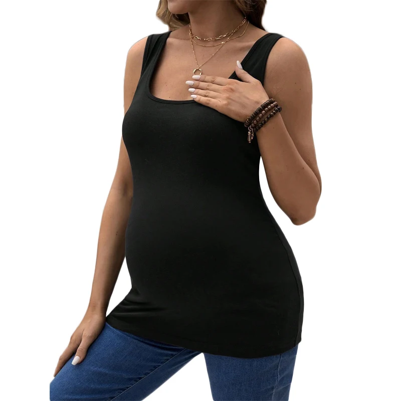 Maternity Tank Tops Maternity Tank Top Summer Pregnant Singlet Solid Color Maternity Vest Sleeveless Tshirt Camisole Women Pregnant Clothes