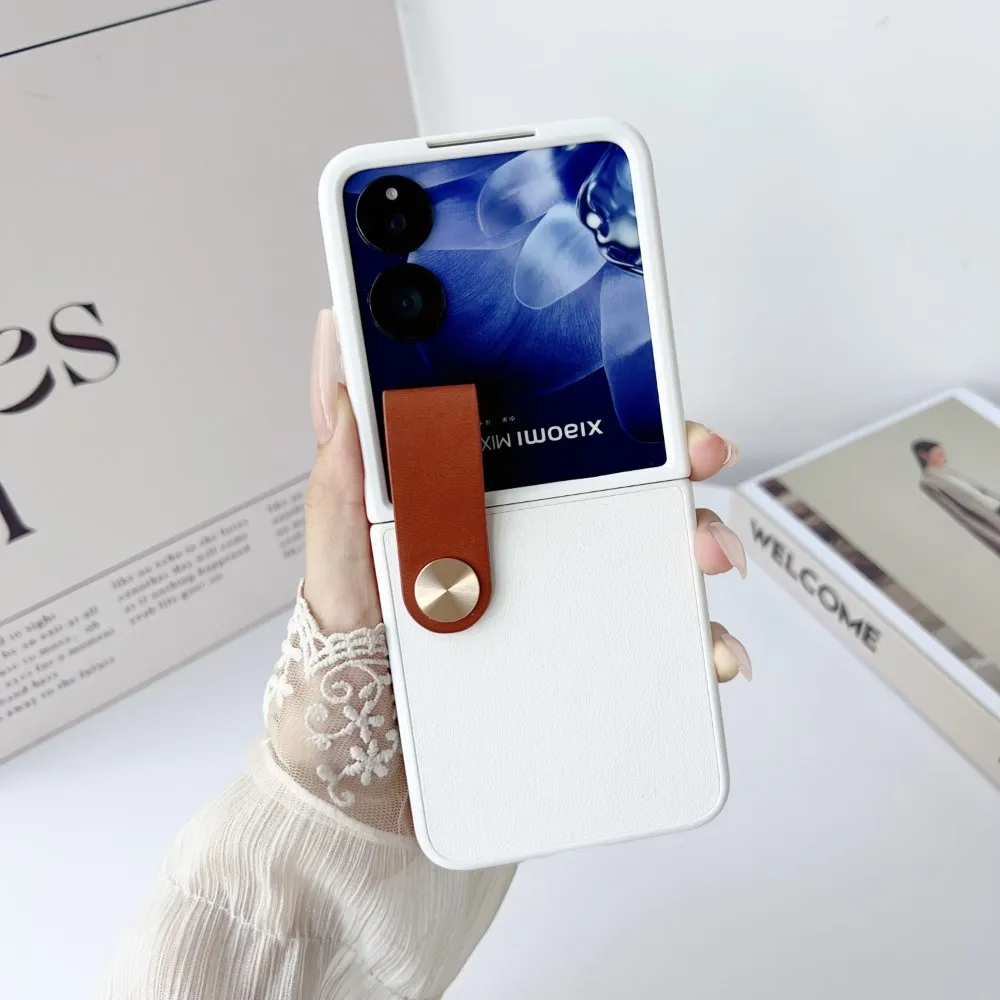 Xiaomi MIX Flip Faux Leather Shockproof Case with Strap - Skin-Friendly Folding Hard Back Cover
