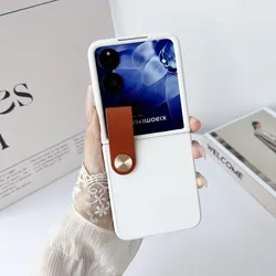 Xiaomi MIX Flip Faux Leather Shockproof Case with Strap - Skin-Friendly Folding Hard Back Cover for Xiaomi MIX Flip (White B)