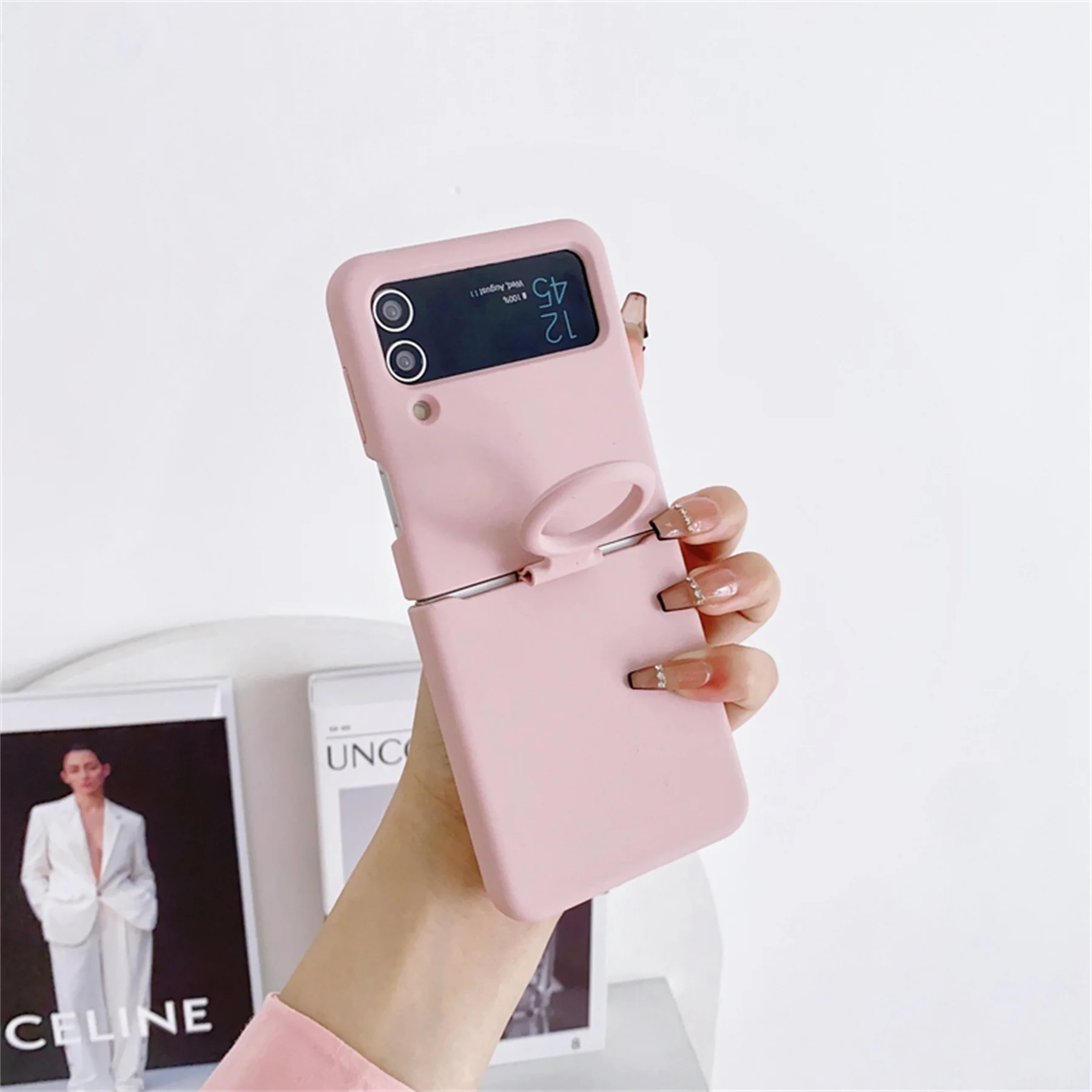 Luxury Liquid Silicone Solid Color Case with Ring - Shockproof Cover