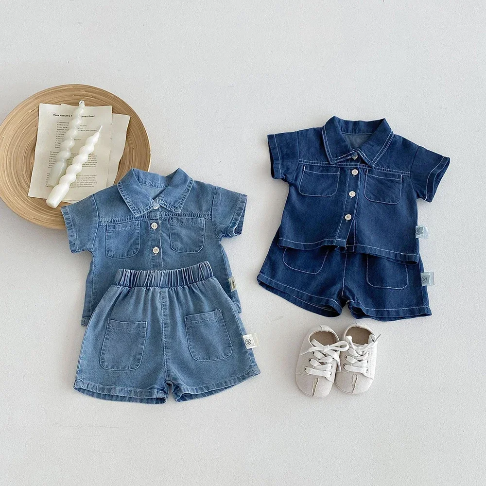 Baby Denim Shirt & Shorts Set 1