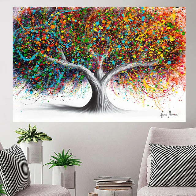  Arte de pared para sala de estar, decoración de arte de pared  grande para sala de estar, arte de pared de gran tamaño, cuadros decorativos  para sala pintura al óleo extra