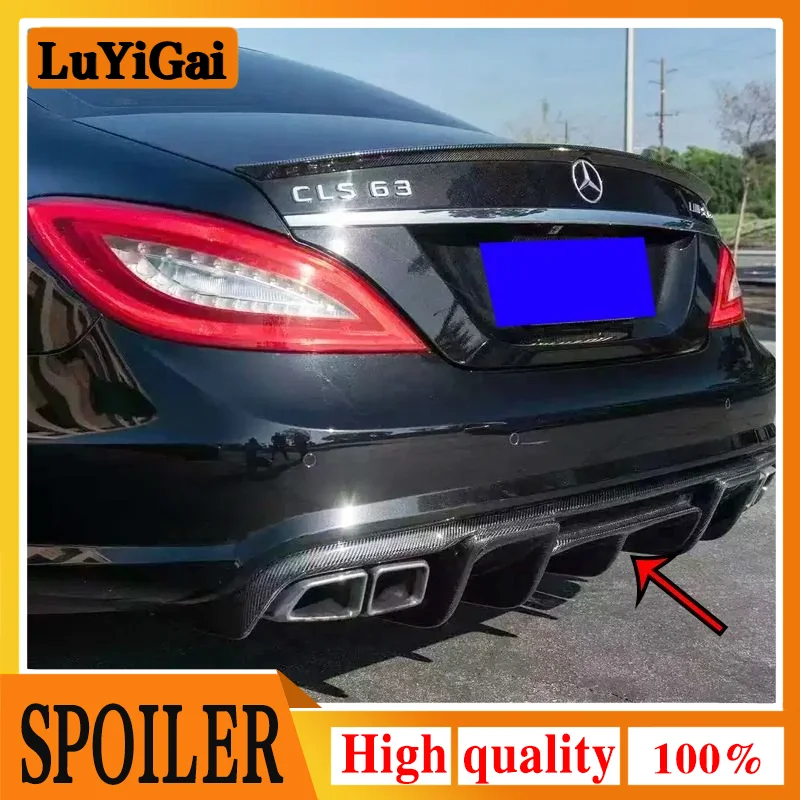 For Mercedes Benz CLS Class W218 CLS350 CLS63 AMG Bumper Carbon Fiber Rear Trunk Diffuser 2011~2014