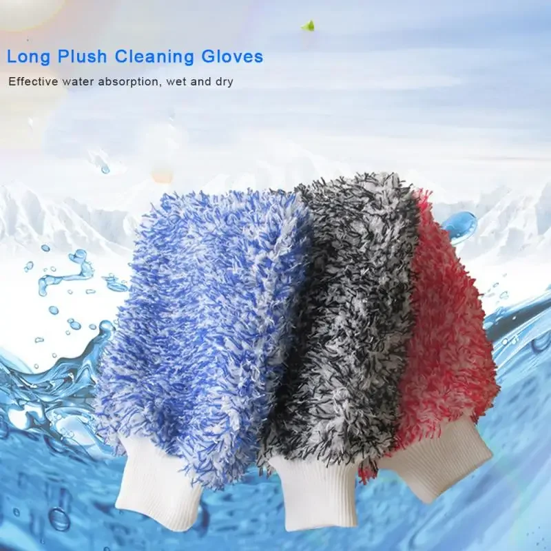 Car Cleaning Sponge Car Washing Glove Auto Wash Cloth Ultra Super Absorbancy Sponge Plush Glove Microfiber Cleaning Towel