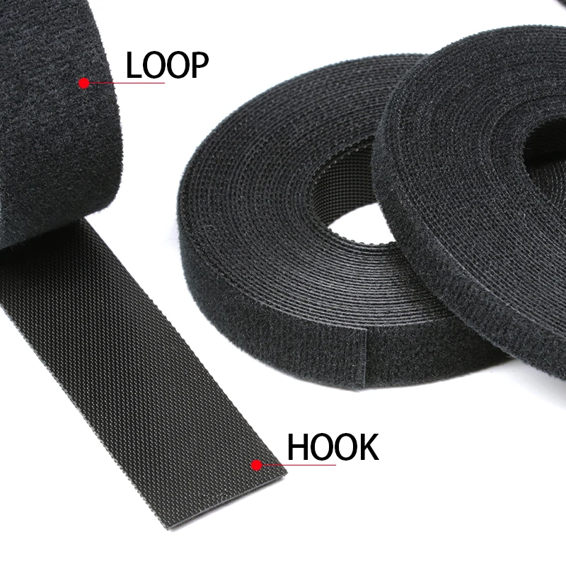 Black Cable Ties Reusable Loop Bundle Self Adhesive Nylon Strap Organizer Clip Wire Holder Management Fastening Tape cable ties