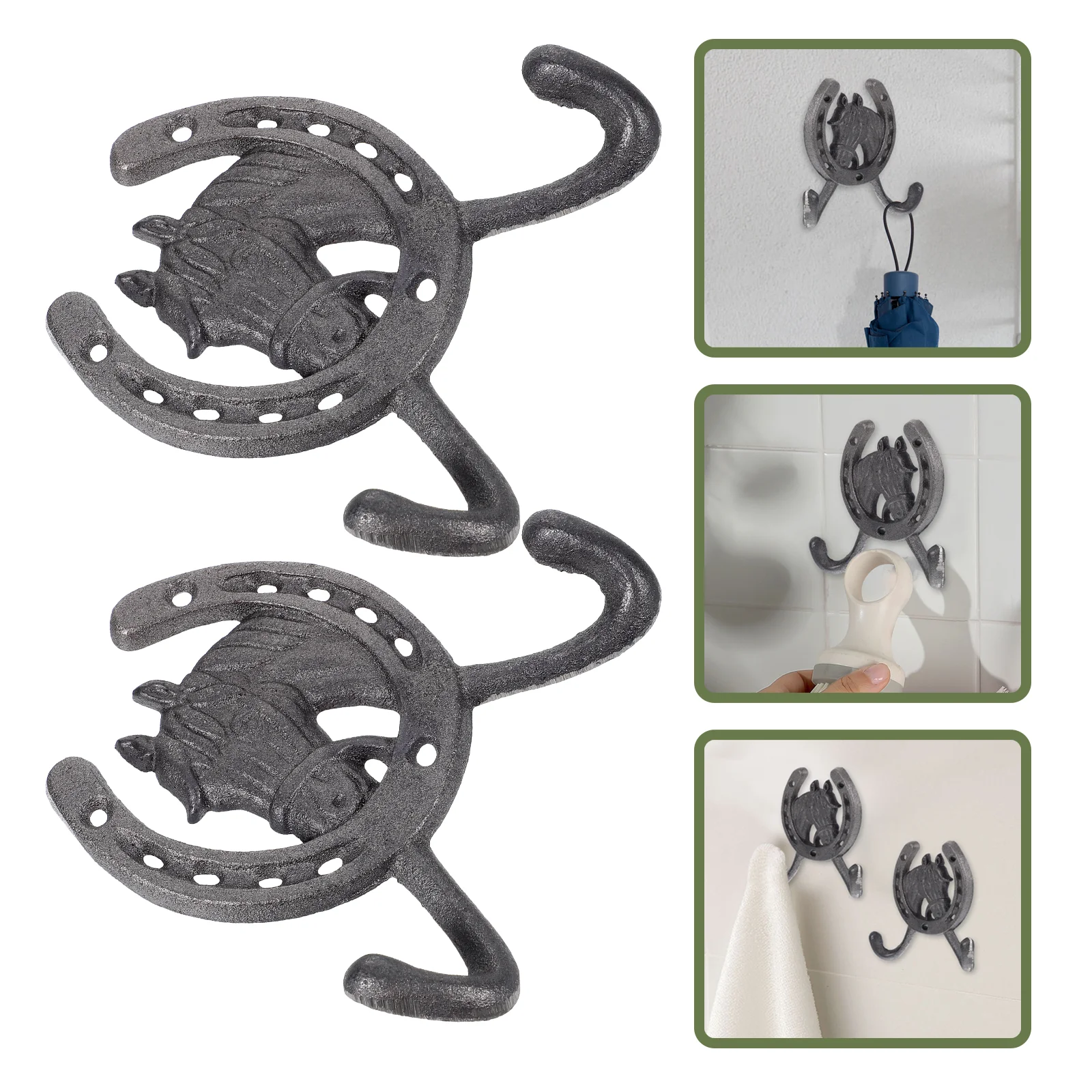 

2 Pcs Wall Hook Cast Head Clothes Hangers Creative Hooks Mount Hanging