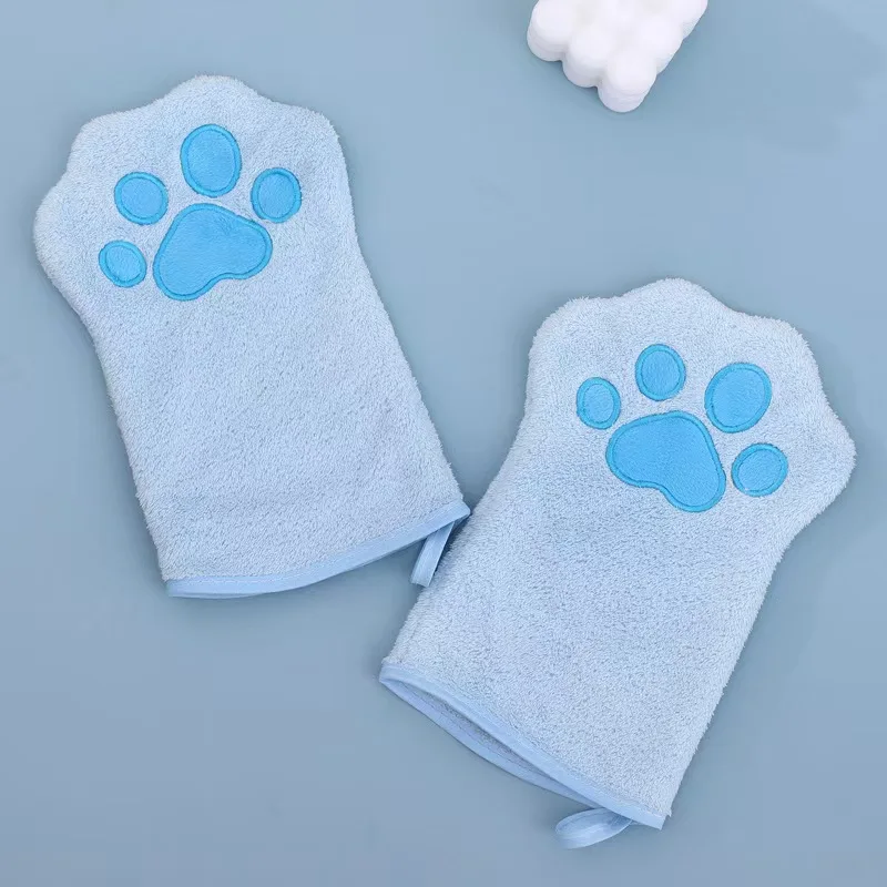 Pet Grooming Glove Quick Drying Dogs Paw Towel Microfiber Double Sided Dogs Grooming Mitt for Medium Small