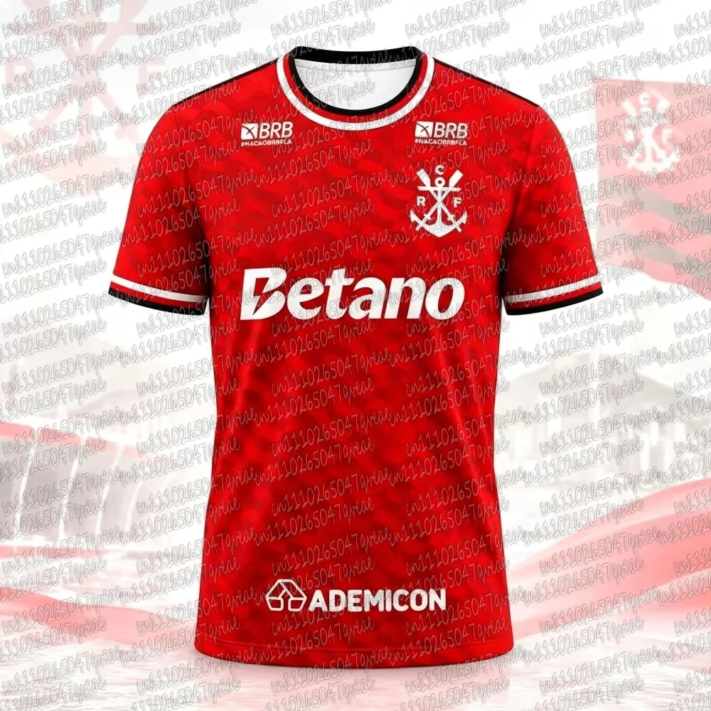 2026 Neues Flamengo 3D Fußballtrikot für Herren, Sommer-Sportbekleidung für Fußballfans, Modisches T-Shirt, Atmungsaktive Familien-Partnerlook-Kleidung, Unisex