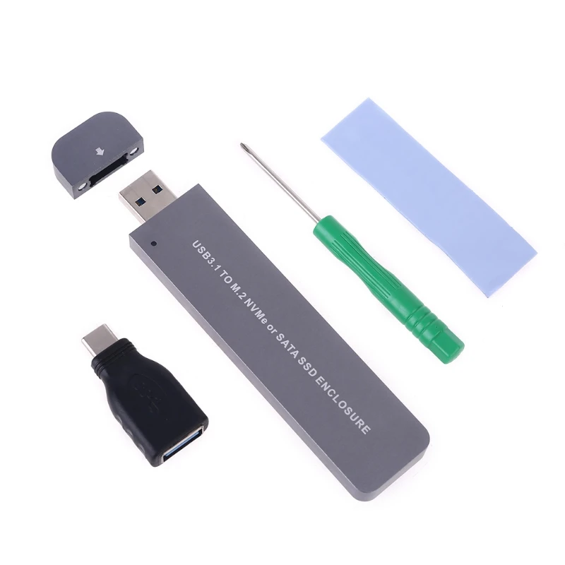 

Адаптер корпуса SSD Type C USB 3,1 к M2 NVME SATA для PCIE NGFF Disk Box для M.2 для чехла с отверткой, Прямая поставка
