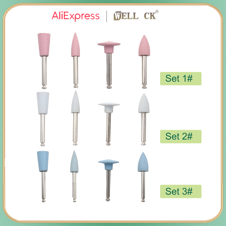 4Pcs Dental Composite Polishing Material Silicone Polishing Tip Grinding Heads Teeth Polisher For Low-Speed Handpiece