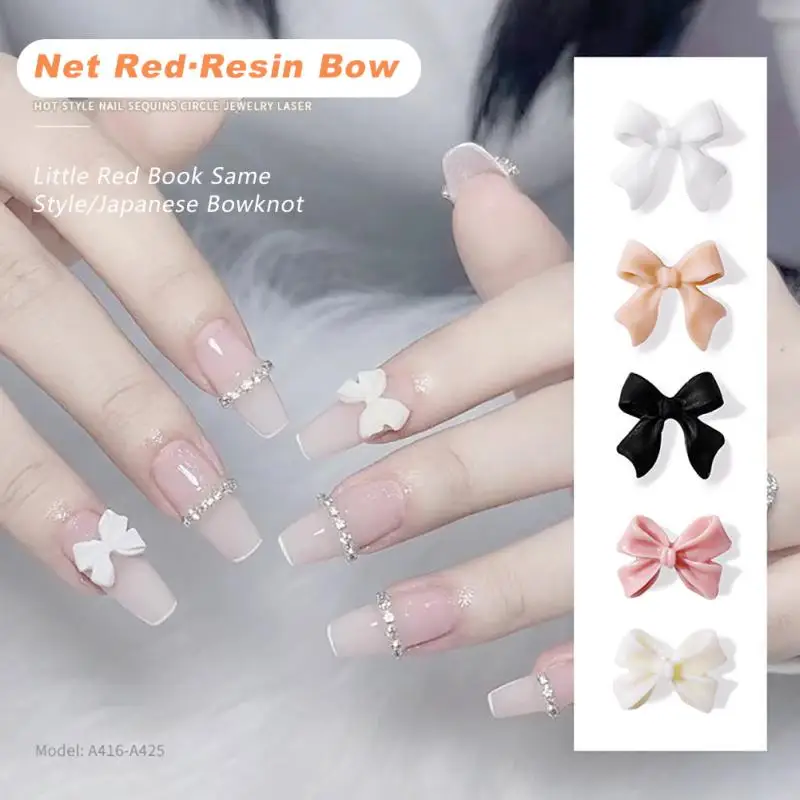 

Bowknot Nail Art Decorations Resin Bow Color Parts Mini Beautiful Bow Ribbon Nail Art Rhinestones Nail Charms deco parts