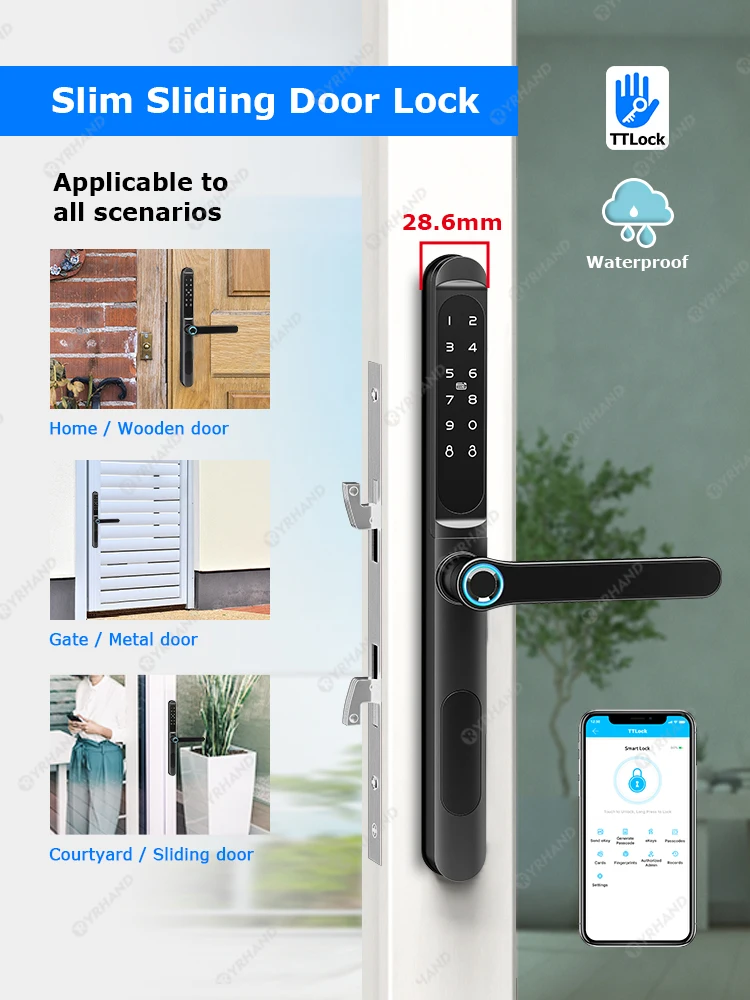 IP66 Waterproof Fingerprint TTLock Bluetooth APP RFID Card Code Keyless Electron