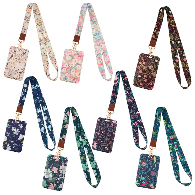  Floral Print Wristlet Fabric Lanyard Key Chain for Key fob, ID  Badge Holder. Key, Purse, USB (Blue) : Office Products