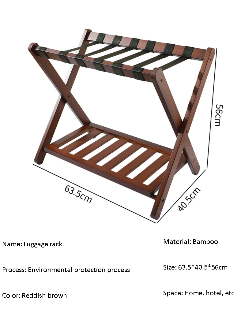 Description Picture 6 of itemThickened Luggage Rack Foldable Floor Standing with Shoes Shelf Suitcase Stand for Hotel Travel Home
