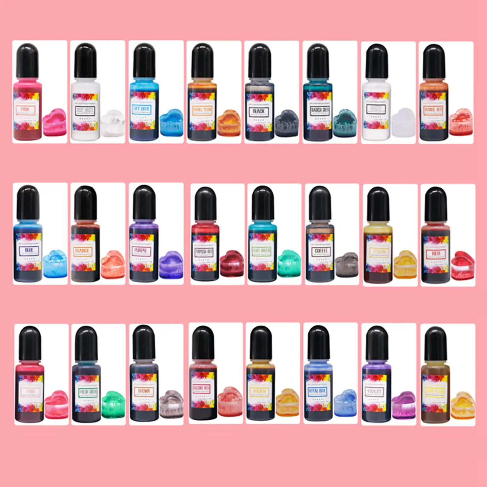24개 잉크 세트 에폭시 레진 색소 기반 잉크 10ml 레진 착색액 염료 컬러 스크랩북 DIY 아트 공예 페인트