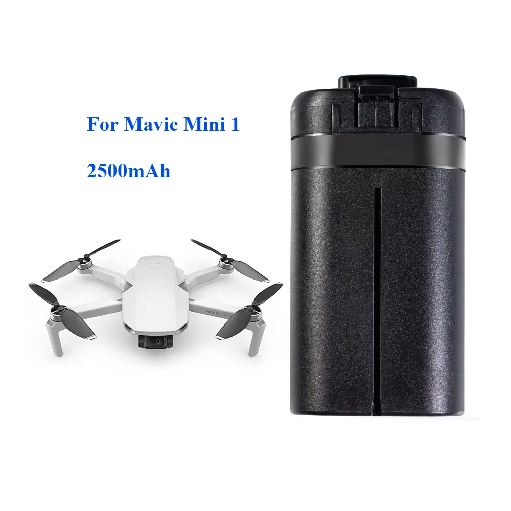 Batterie rechargeable pour drone Mini 1, autonomie améliorée, posée sur fond blanc.