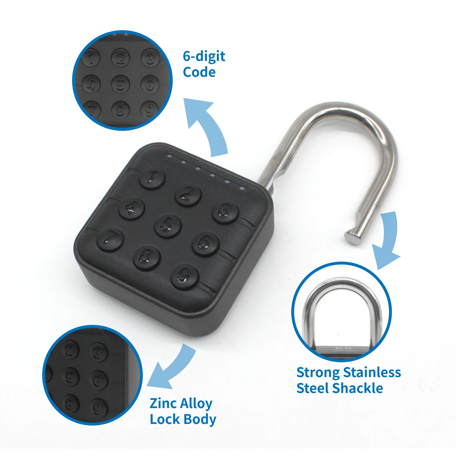 HIFAM Combination Lock, 6 Digit Codes Padlock, Little Locker Lock with Bluetooth App Control for Gym School Locker, Suitcase
