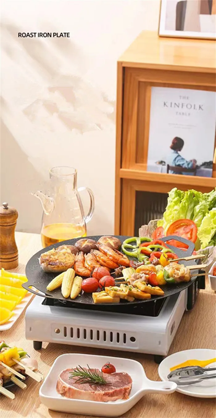 Description Picture 2 of itemPortable Outdoor Camping Non-stick Pan Kitchen Bakeware Oil Frying Baking Pan Multi-purpose Induction Cooker for Household Tools
