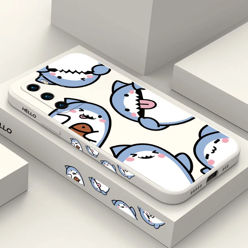 Adorable Shark Liquid Silicone Phone Case - Stylish & Durable Cover