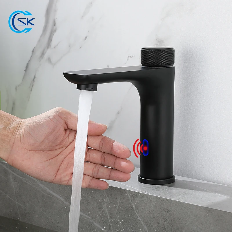 

Bathroom Smart Sensor Basin Faucet.Cold Hot Water Automatic Touch Free Infrared Mixer Tap.Single Hole Touchless Sink Faucet.
