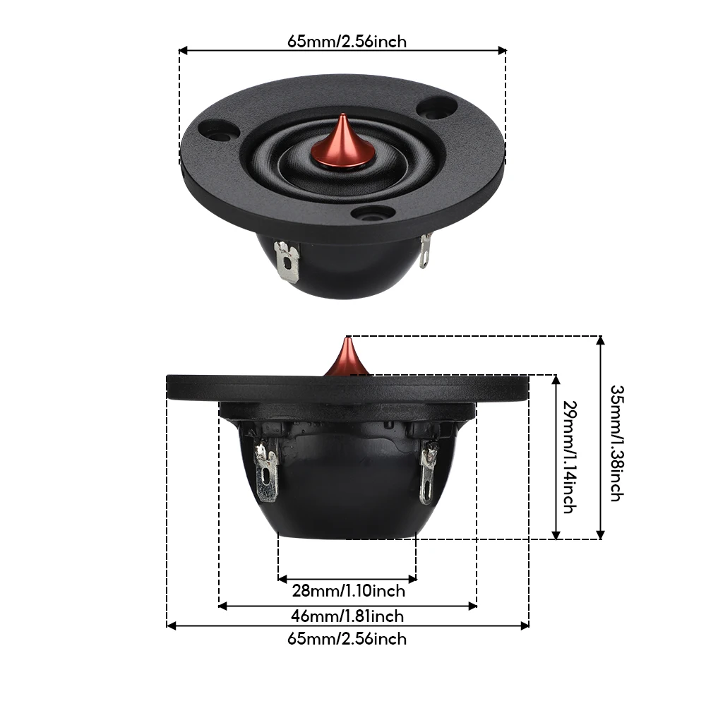 2Pcs 2 Inch Tweeter Speaker 4 Ohm 30W HIFI Silk Dome Treble DIY Home Sound Theater Audio Loudspeaker for Car Modification