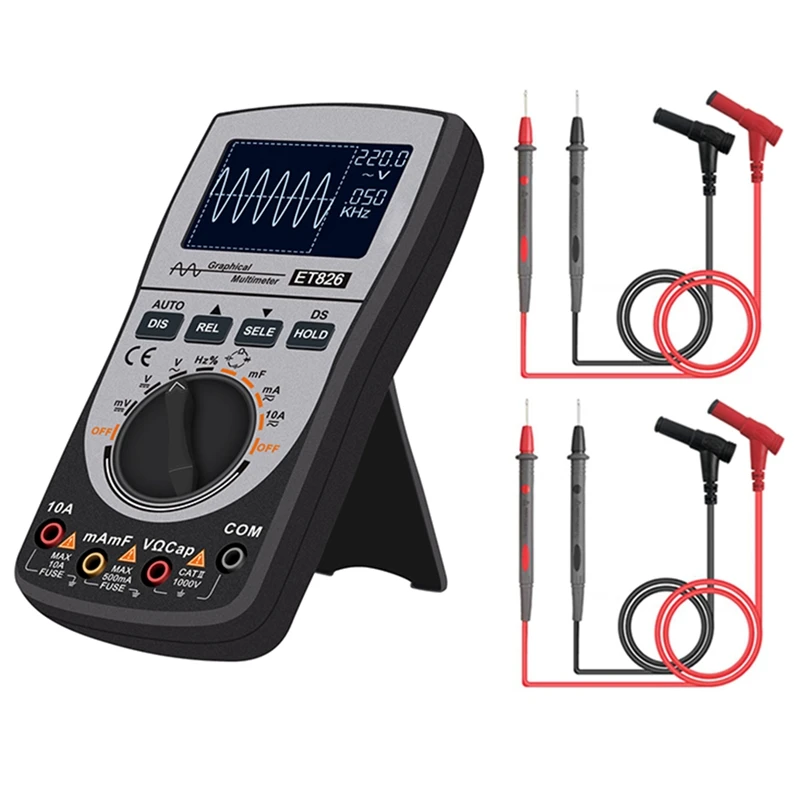 

ET826 Digital Oscilloscope 2 in 1 Multimeter 4000 Counts DC/AC Current Voltage Resistance Frequency Diode Tester