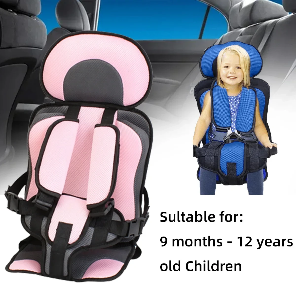 Safety seat mat Child Safety Seat Mat For 6 Months To 12 Years Old Baby Car Seat Cushion Adjustable Stroller Pad Portable Shopping Cart