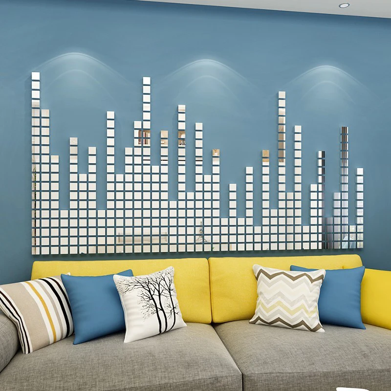 Description Picture 6 of item200Pcs DIY Craft  Mirror Sticker Multi Shaped Acrylic Mirror Mosaic Tile Bulk Self Adhesive Art Wall Door Home Decoration