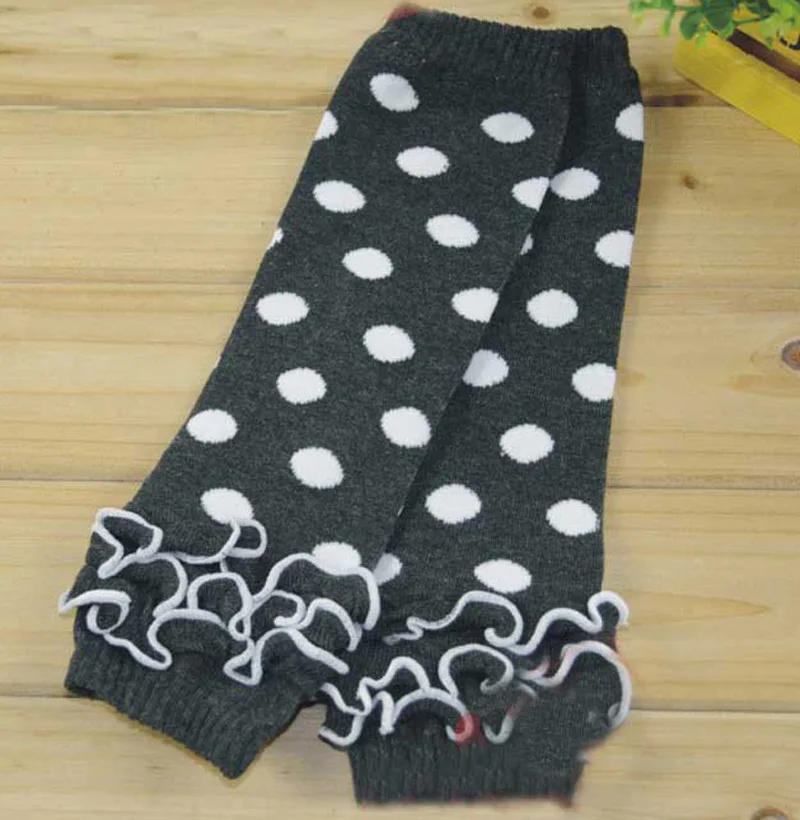 Cotton Pink Black White Red Grey Polka Dots Ruffle Baby Leg Warmer For Girls Boys