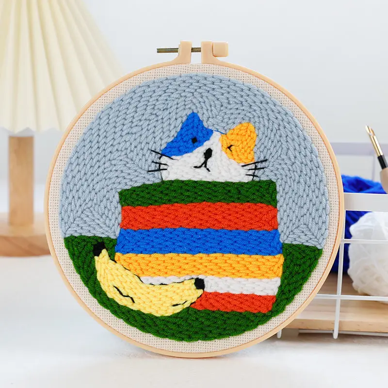 Artcici Stanznadel-Set Für Anfänger - Teppichhaken Mit Kaninchen-Muster & Garn