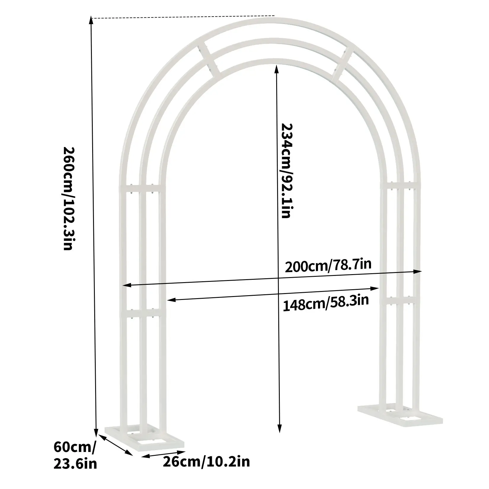 Large Metal Wedding Arch, Balloon Arch Backdrop Arch Stand for Wedding, Bridal, Garden, Yard, Indoor Outdoor Party Decoration 6