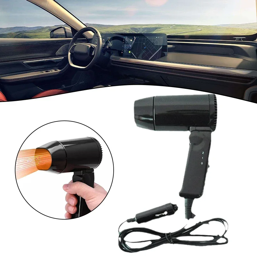 Compact Vehicle Dryer 12V Hair Dryer Hot Cold Blower 1.2 Meters Power Cable Car Styling Hair Folding Handle