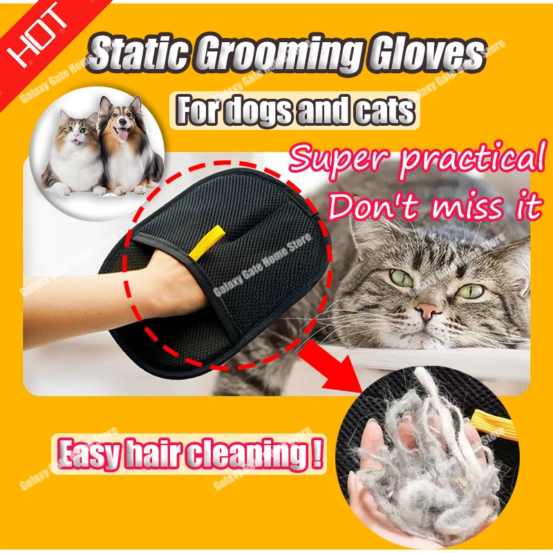 Pet Dog Grooming Gloves Reusable Washable Bidirectional Static Equipment Multi Functional Accessories