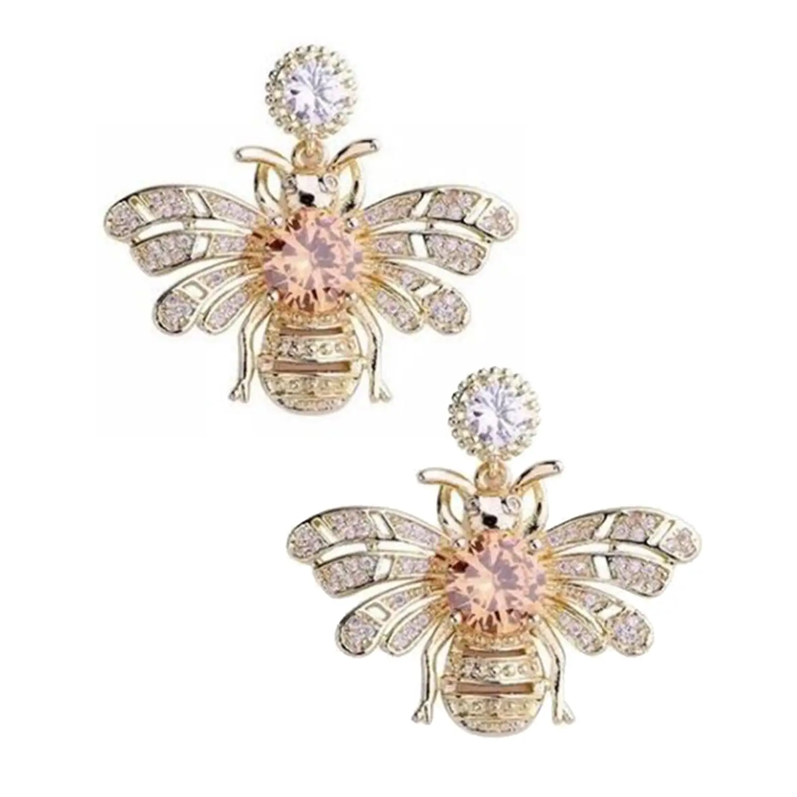 Rhinestone Bee Earrings Simple Exquisite Valentines Day Gifts Decor Trendy Jewelry for Holiday Halloween Party Wedding Prom