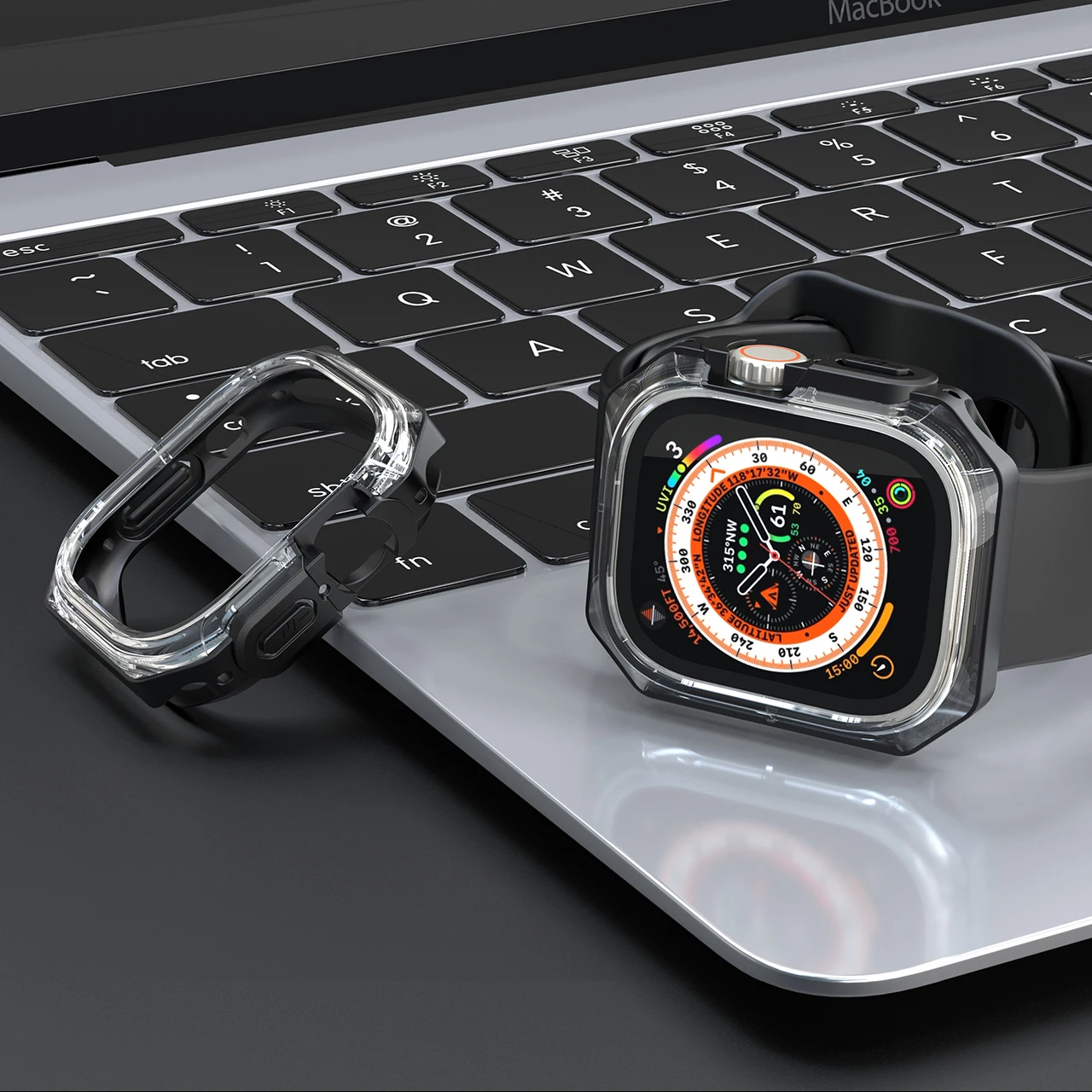  ġ TPU + PC ̽, Ʈ 49mm Ǹ Ŀ,  ȣ , iWatch ø 8 SE 7 6 44mm 40mm 45 41mm ̽